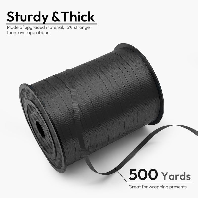 HimBen 500 Yards Curling Ribbon for Gift Wrapping, 3/16" Balloon String for Christmas Valentine Birthday Wedding Party Festival Decoration, Crafts, Flower Bouquet(Crimped Black) - Image 2
